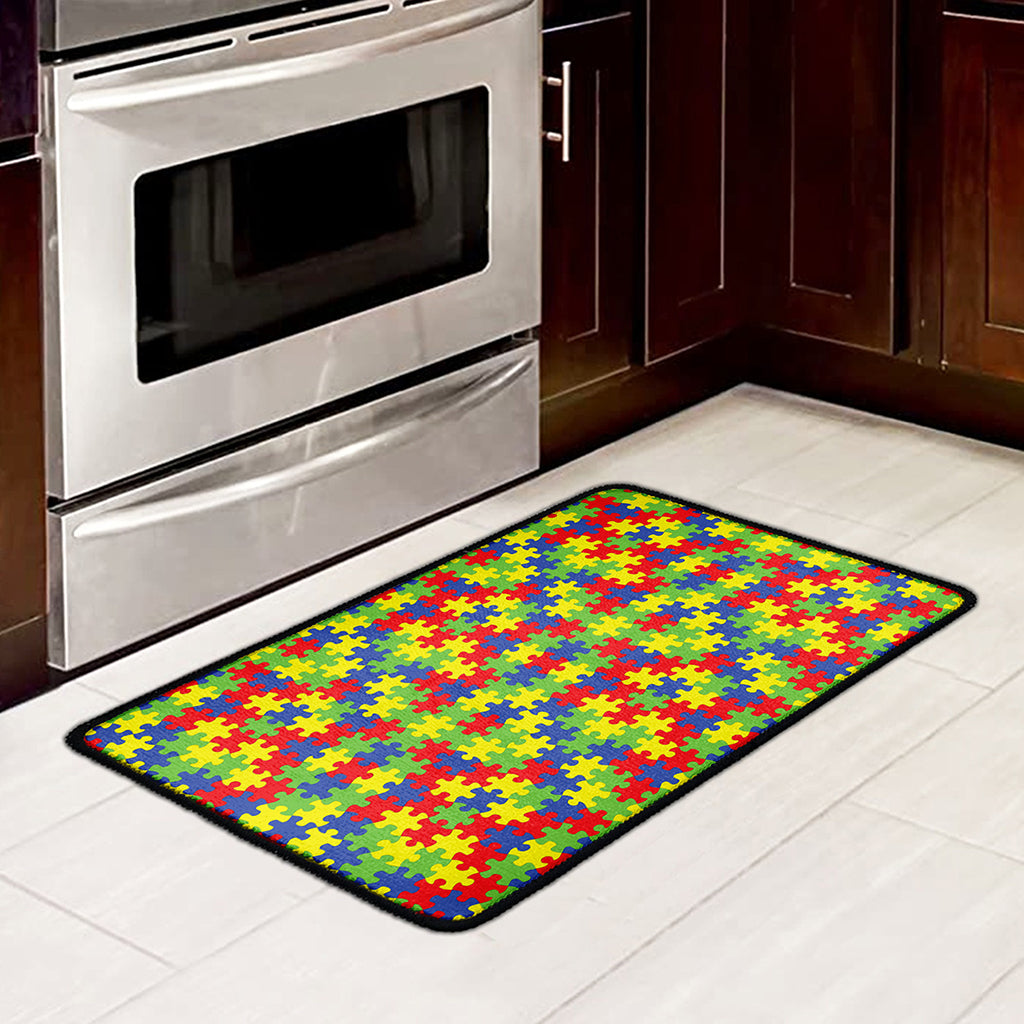Autism Awareness Puzzle Pattern Print Kitchen Mat