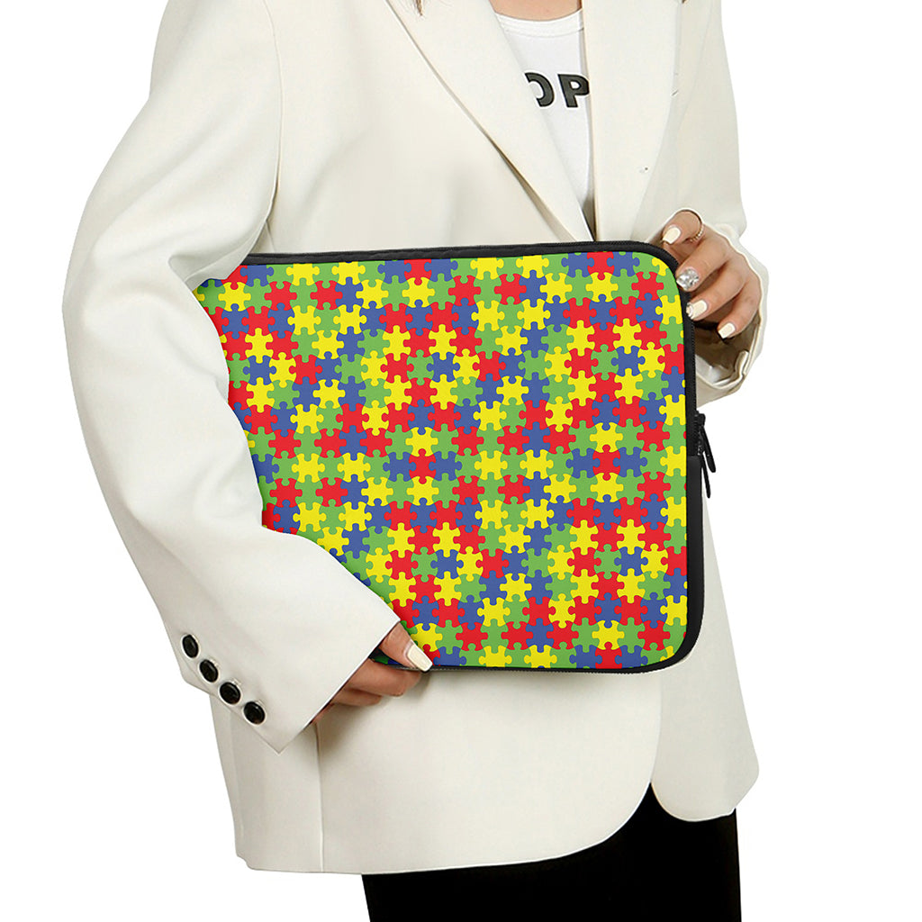 Autism Awareness Puzzle Pattern Print Laptop Sleeve