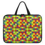 Autism Awareness Puzzle Pattern Print Laptop Sleeve With Handle