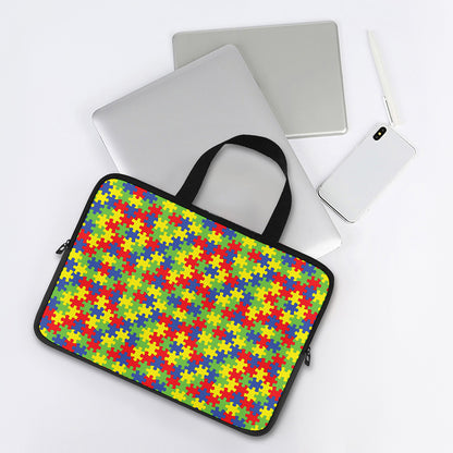 Autism Awareness Puzzle Pattern Print Laptop Sleeve With Handle
