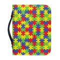 Autism Awareness Puzzle Pattern Print Leather Bible Cover