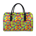 Autism Awareness Puzzle Pattern Print Leather Duffel Bag