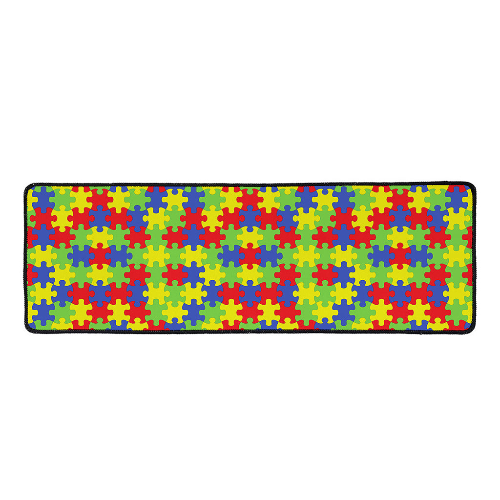 Autism Awareness Puzzle Pattern Print Long Kitchen Mat