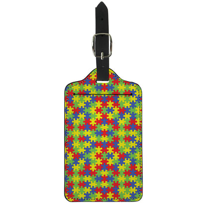 Autism Awareness Puzzle Pattern Print Luggage Tag