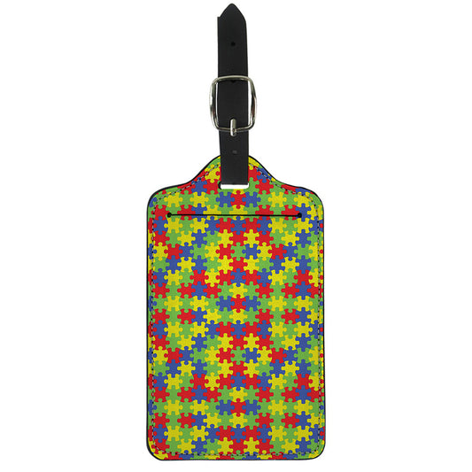 Autism Awareness Puzzle Pattern Print Luggage Tag