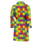 Autism Awareness Puzzle Pattern Print Men's Bathrobe