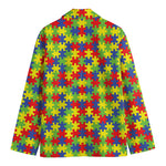 Autism Awareness Puzzle Pattern Print Men's Blazer