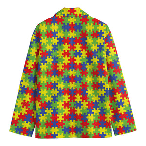 Autism Awareness Puzzle Pattern Print Men's Blazer