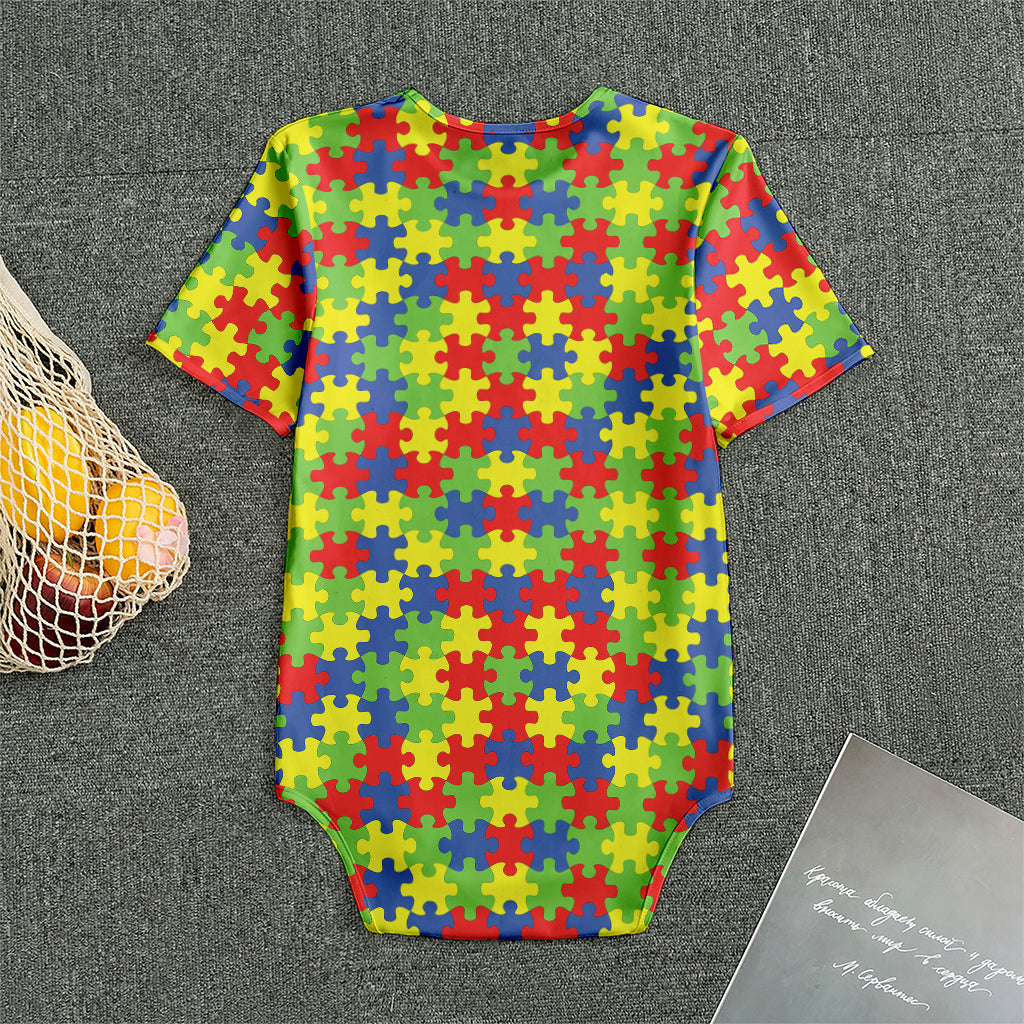 Autism Awareness Puzzle Pattern Print Men's Bodysuit