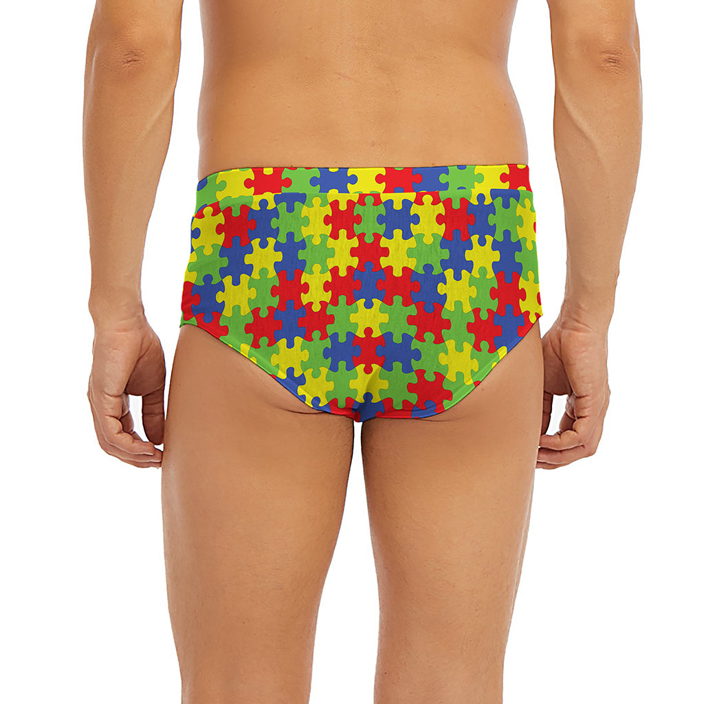 Autism Awareness Puzzle Pattern Print Men's Briefs