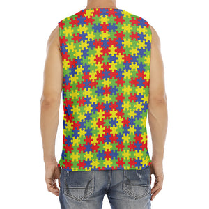 Autism Awareness Puzzle Pattern Print Men's Fitness Tank Top