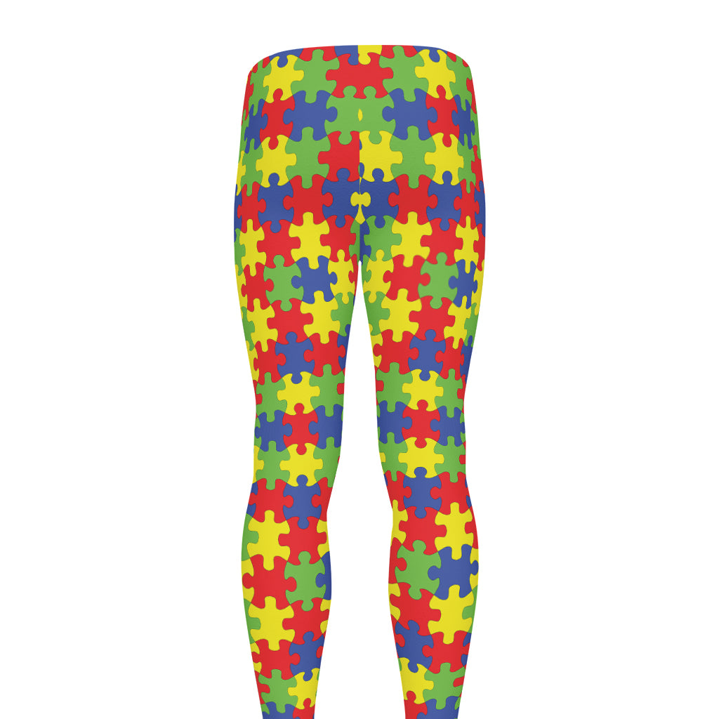 Autism Awareness Puzzle Pattern Print Men's leggings