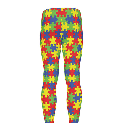 Autism Awareness Puzzle Pattern Print Men's leggings