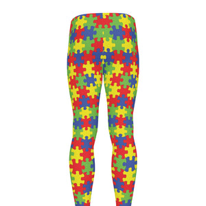 Autism Awareness Puzzle Pattern Print Men's leggings