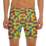 Autism Awareness Puzzle Pattern Print Men's Long Boxer Briefs