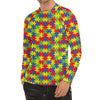 Autism Awareness Puzzle Pattern Print Men's Long Sleeve Rash Guard