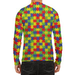 Autism Awareness Puzzle Pattern Print Men's Long Sleeve Rash Guard