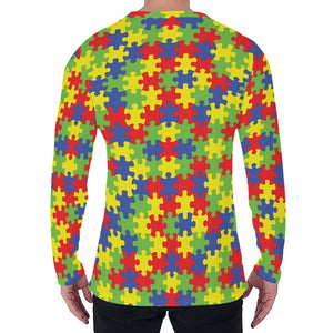 Autism Awareness Puzzle Pattern Print Men's Long Sleeve T-Shirt