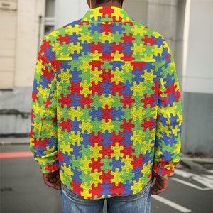 Autism Awareness Puzzle Pattern Print Men's Shirt Jacket