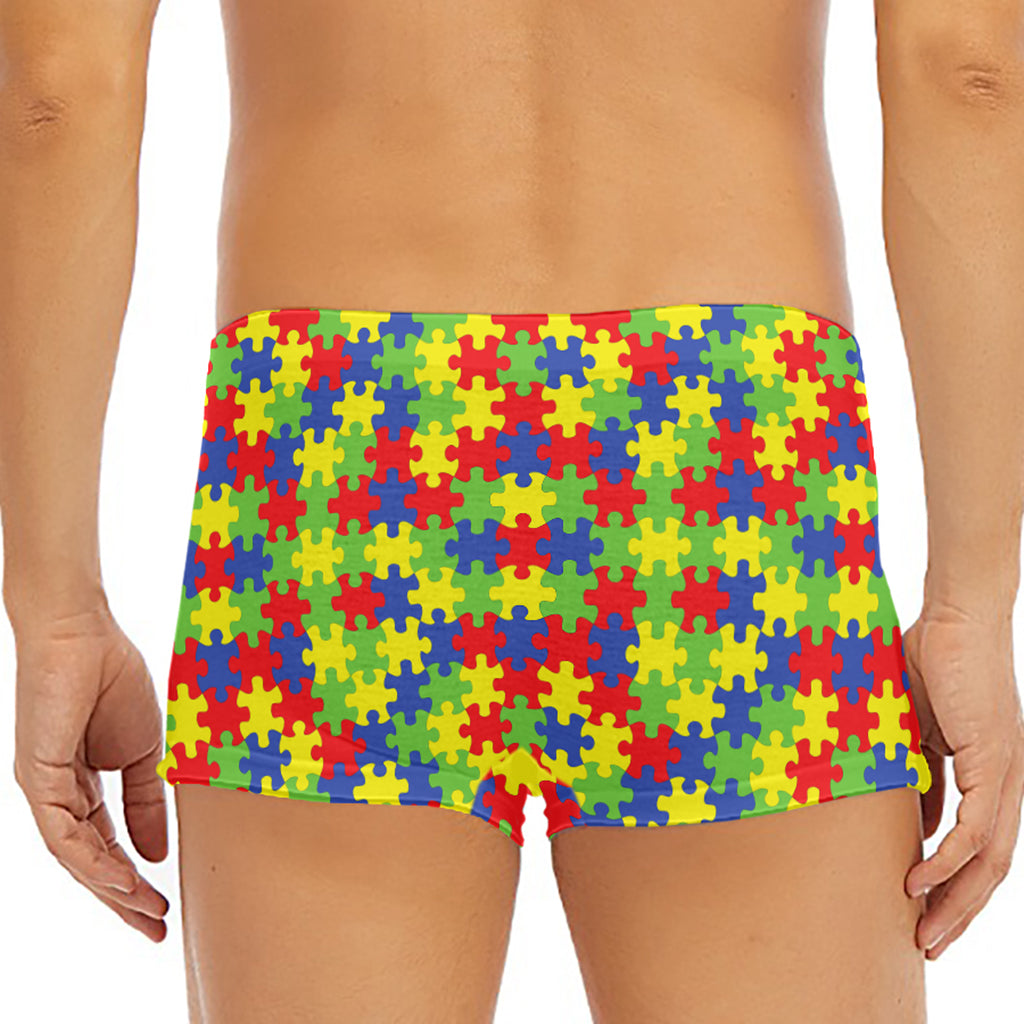 Autism Awareness Puzzle Pattern Print Men's Short Boxer Briefs