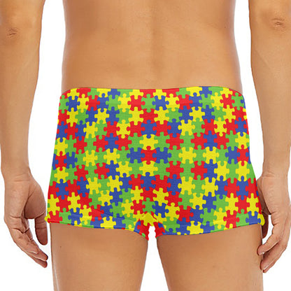 Autism Awareness Puzzle Pattern Print Men's Short Boxer Briefs