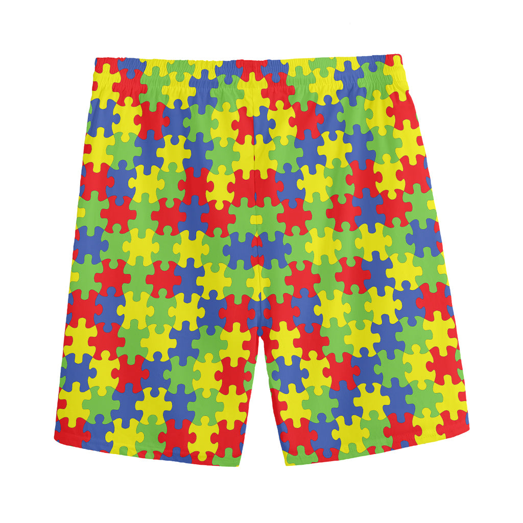 Autism Awareness Puzzle Pattern Print Men's Sports Shorts