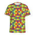 Autism Awareness Puzzle Pattern Print Men's Athletic T-Shirt