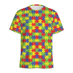 Autism Awareness Puzzle Pattern Print Men's Sports T-Shirt