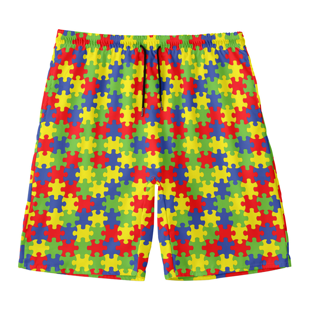 Autism Awareness Puzzle Pattern Print Men's Swim Trunks