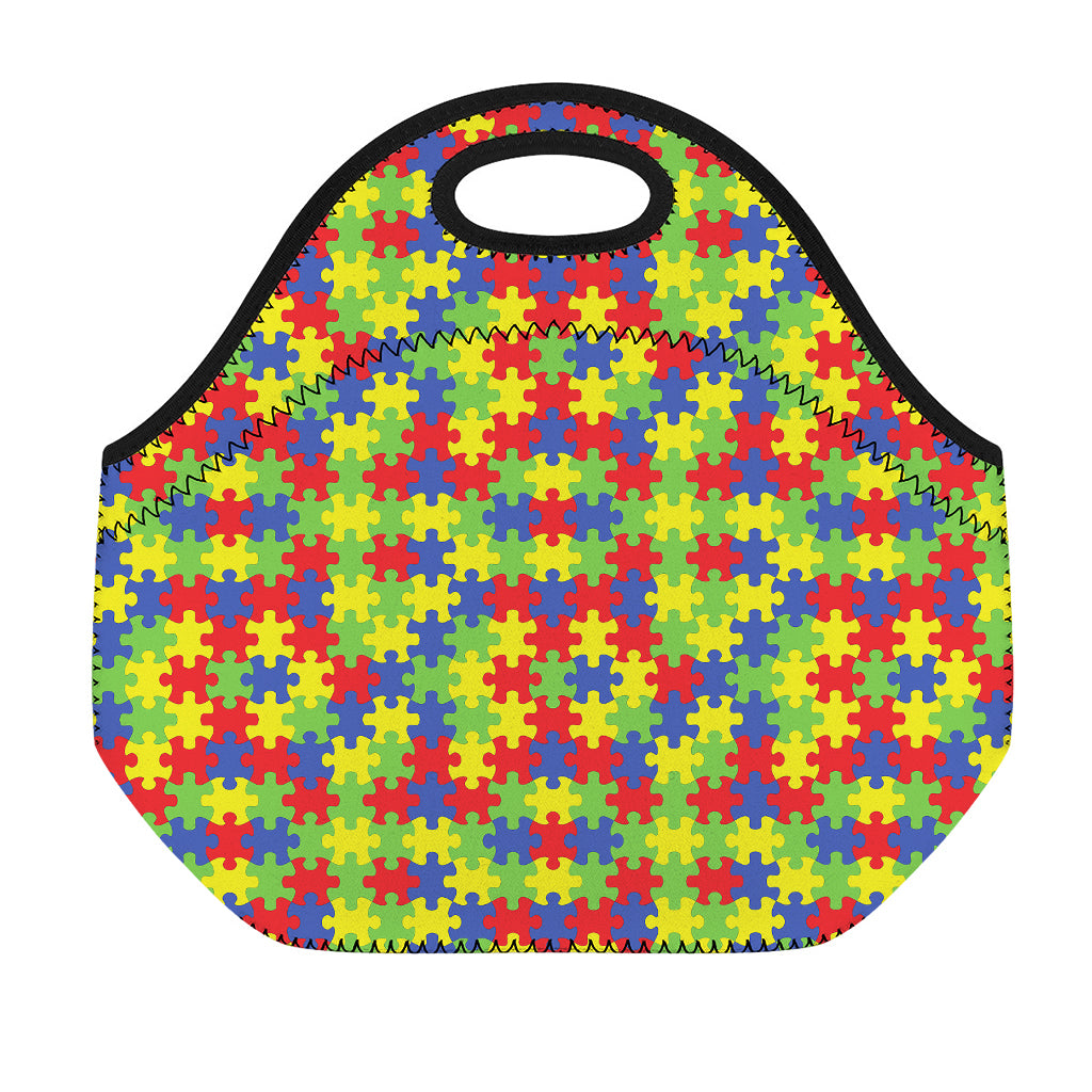 Autism Awareness Puzzle Pattern Print Neoprene Lunch Bag