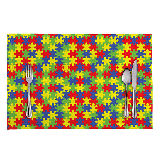 Autism Awareness Puzzle Pattern Print Placemat
