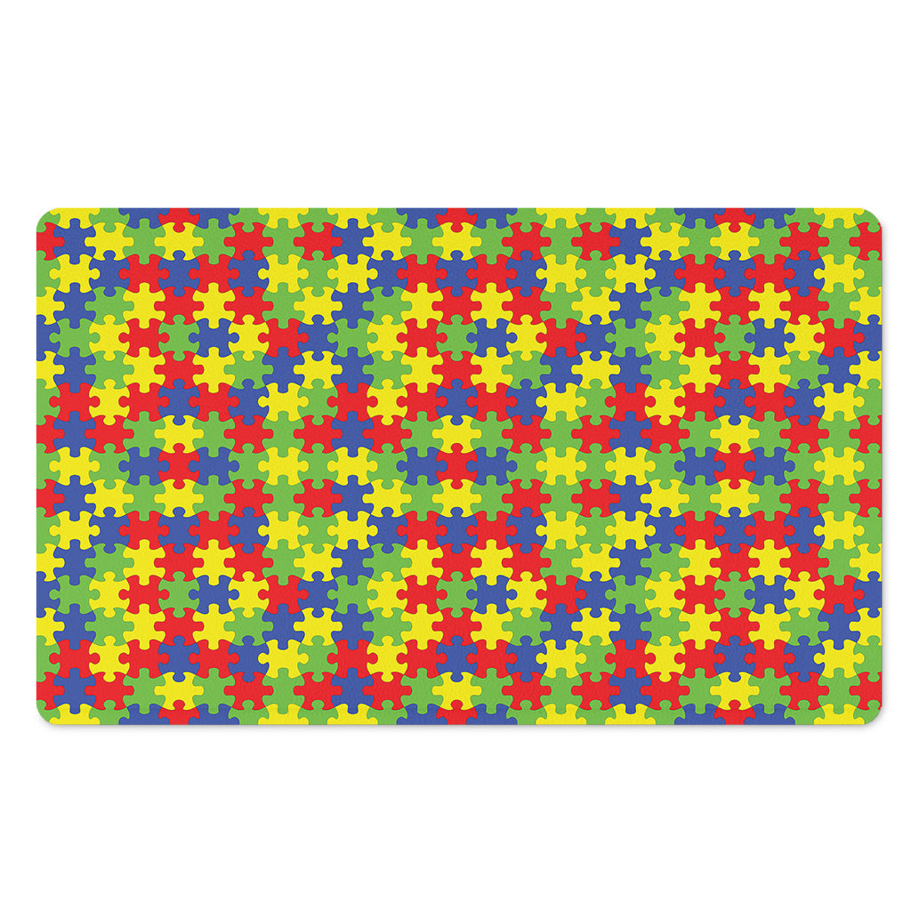 Autism Awareness Puzzle Pattern Print Polyester Doormat