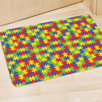 Autism Awareness Puzzle Pattern Print Polyester Doormat