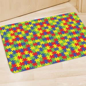 Autism Awareness Puzzle Pattern Print Polyester Doormat