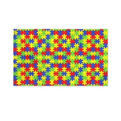 Autism Awareness Puzzle Pattern Print Polyester Flag