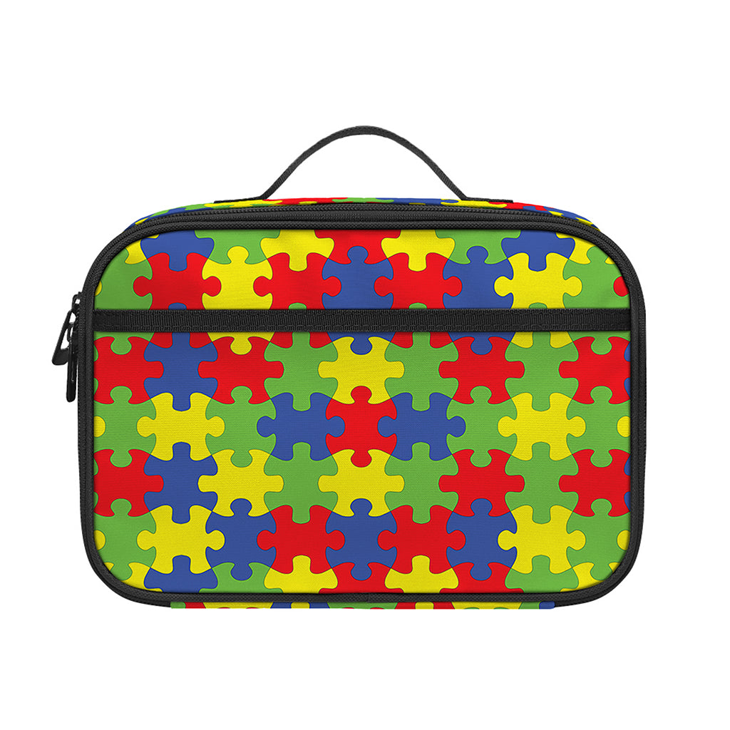 Autism Awareness Puzzle Pattern Print Portable Lunch Bag