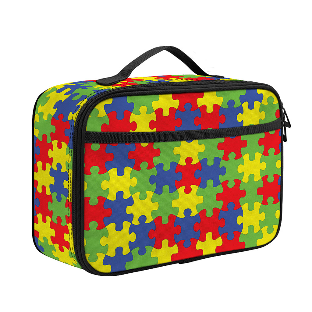 Autism Awareness Puzzle Pattern Print Portable Lunch Bag
