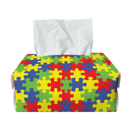 Autism Awareness Puzzle Pattern Print Rectangle Tissue Box Cover