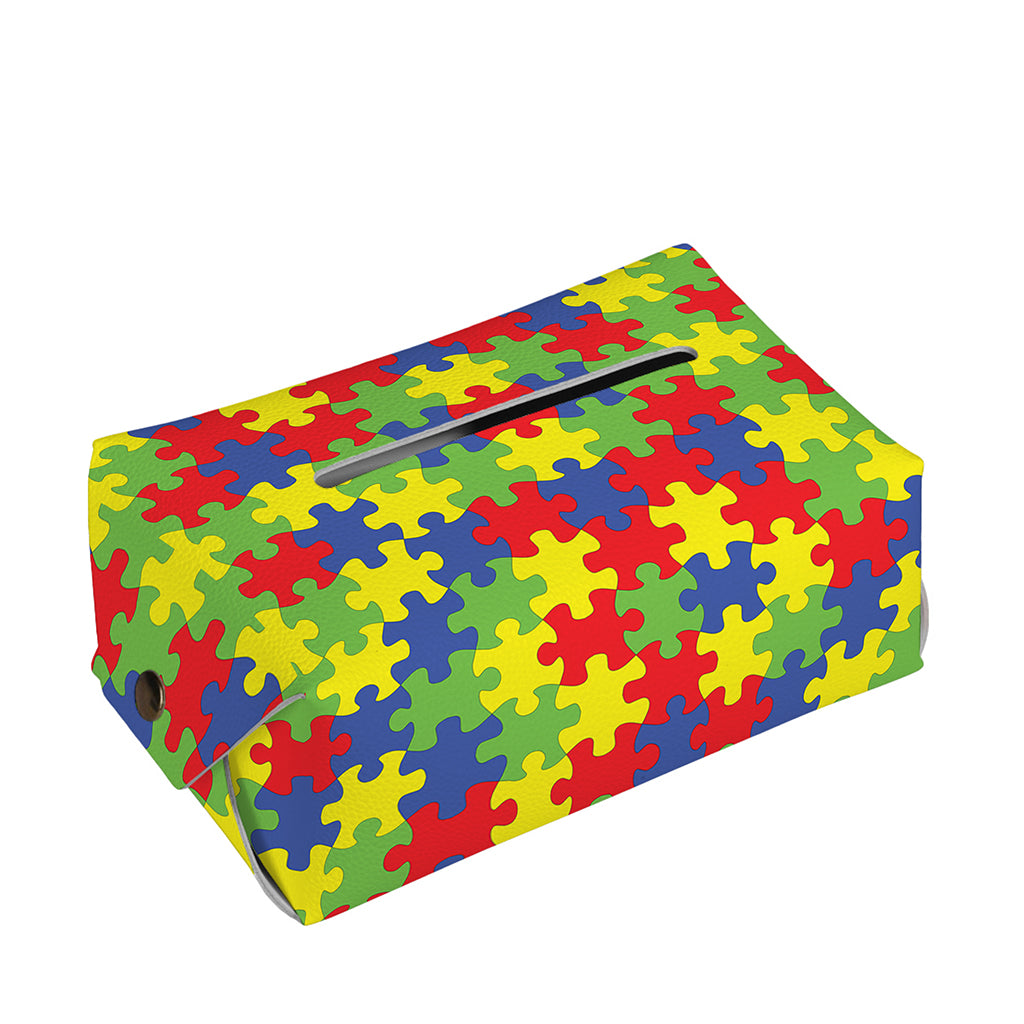 Autism Awareness Puzzle Pattern Print Rectangle Tissue Box Cover