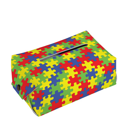 Autism Awareness Puzzle Pattern Print Rectangle Tissue Box Cover