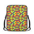 Autism Awareness Puzzle Pattern Print Rectangular Crossbody Bag