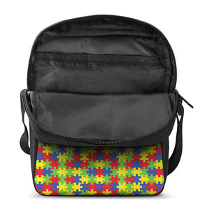 Autism Awareness Puzzle Pattern Print Rectangular Crossbody Bag