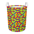 Autism Awareness Puzzle Pattern Print Round Laundry Basket