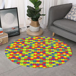 Autism Awareness Puzzle Pattern Print Round Rug