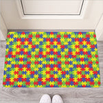 Autism Awareness Puzzle Pattern Print Rubber Doormat