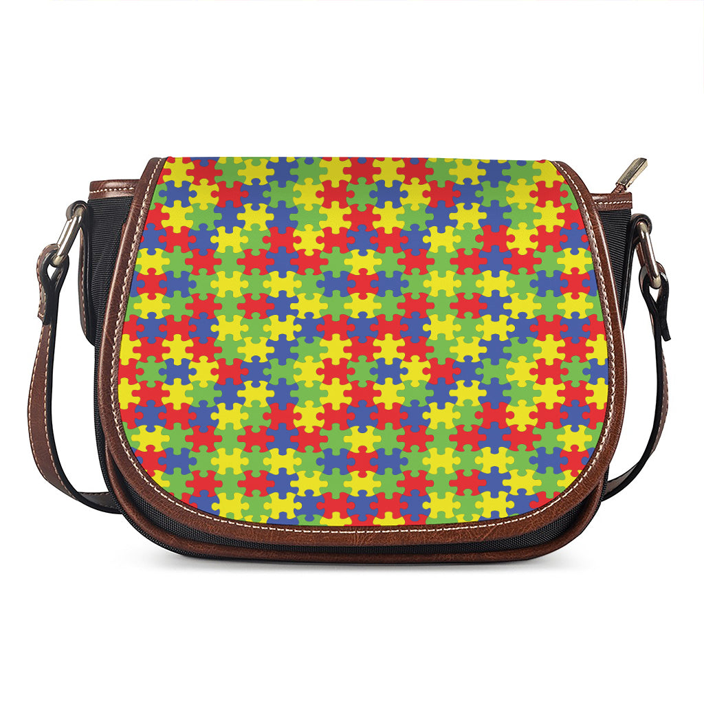 Autism Awareness Puzzle Pattern Print Saddle Bag