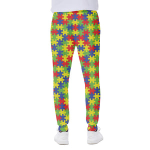 Autism Awareness Puzzle Pattern Print Scuba Joggers