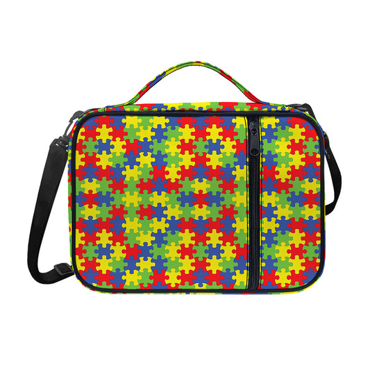 Autism Awareness Puzzle Pattern Print Shoulder Strap Bible Bag