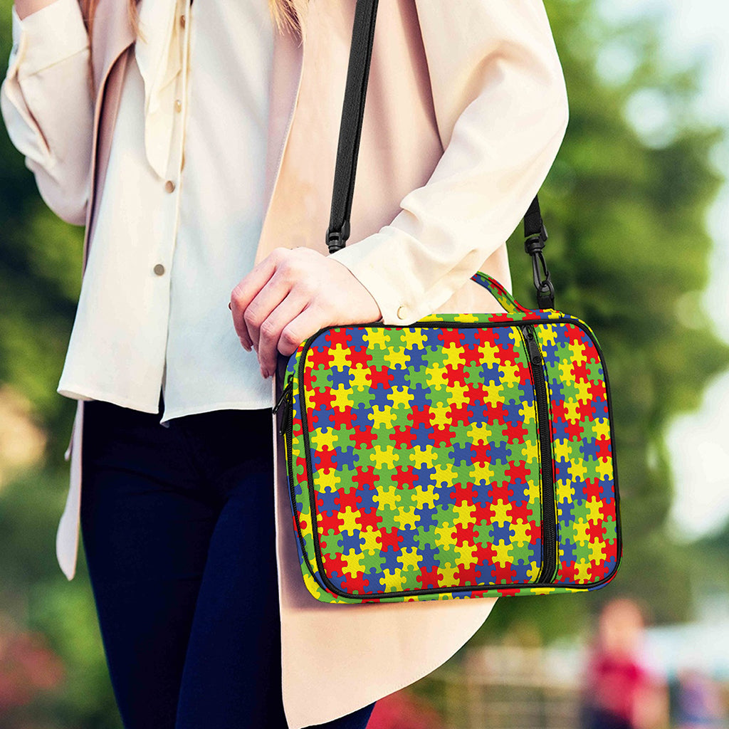 Autism Awareness Puzzle Pattern Print Shoulder Strap Bible Bag