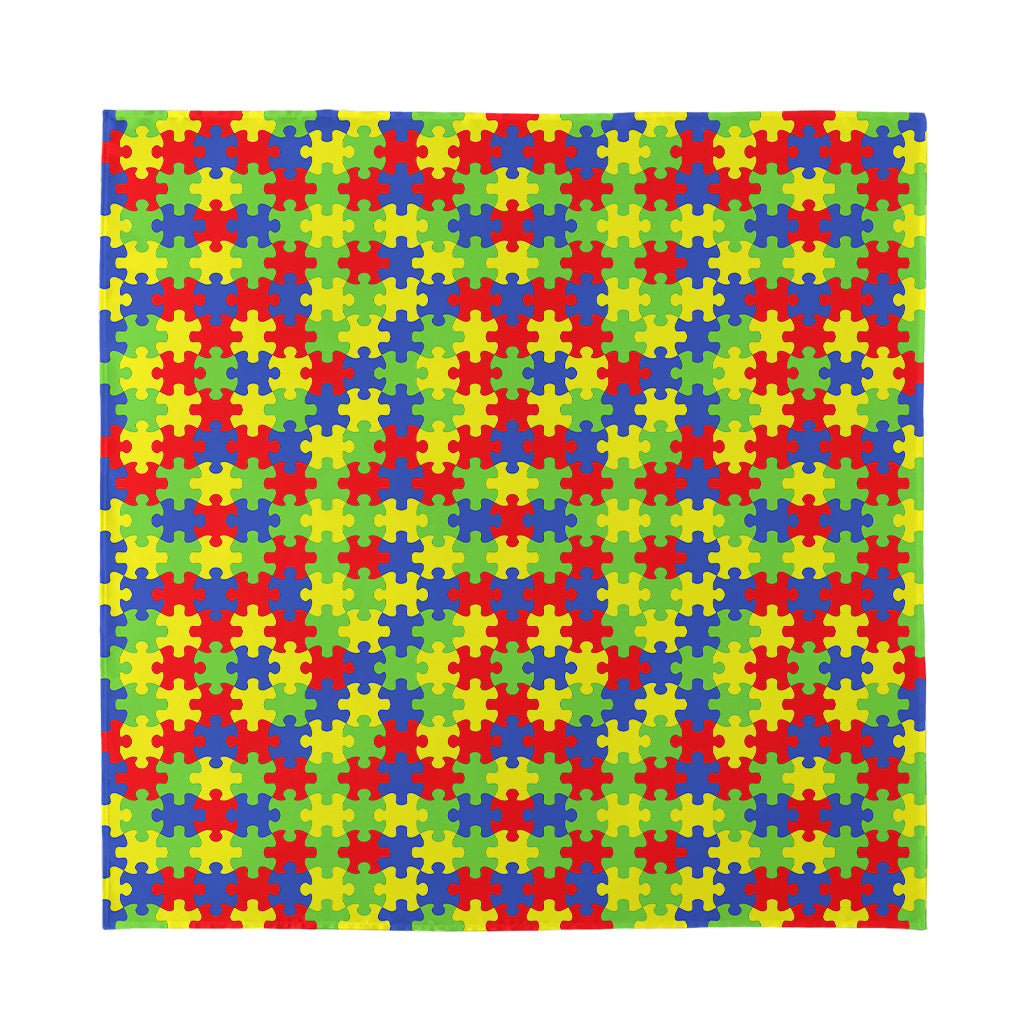 Autism Awareness Puzzle Pattern Print Silk Bandana